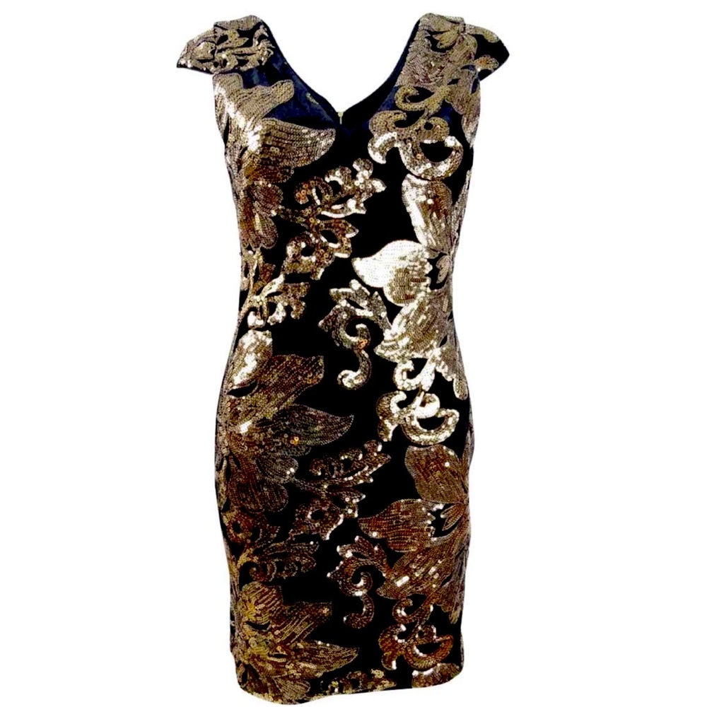 Black Velvet and Sequins Dress by Guess